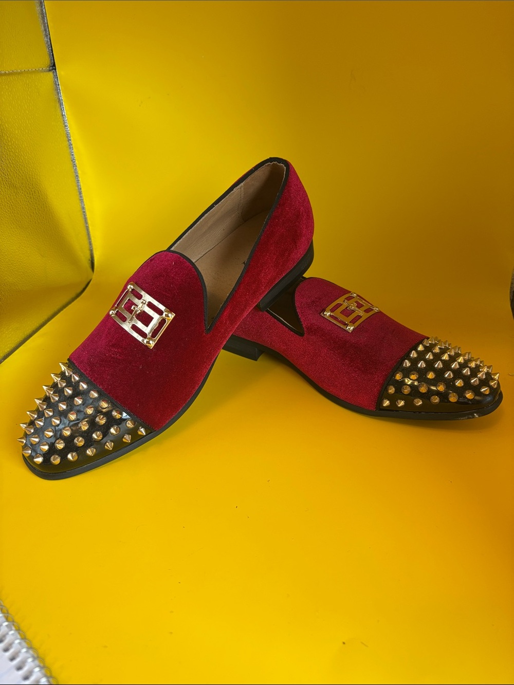 JITAI Studded Burgundy Suede Loafers with Gold Buckle - size 10 - Picture 7 of 7